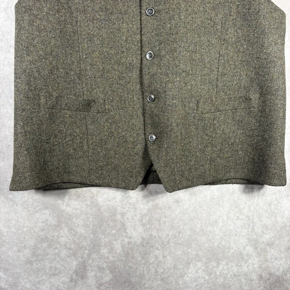 Jos. A. Bank Tuxedo Vest Mens Large Brown Wool Button Front V-Neck Preppy Geek
